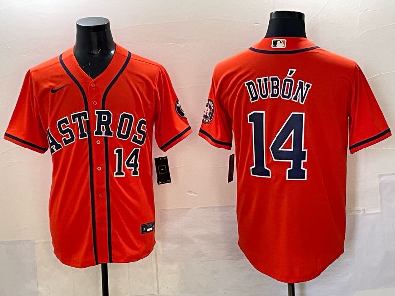 Men 2025 Houston Astros #14 Dubon Orange Nike MLB Jersey 04